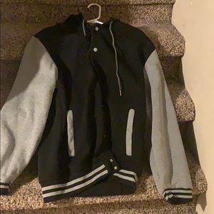 Black and grey varsity coat
